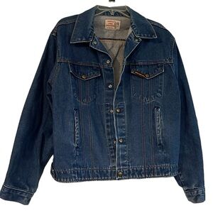 VINTAGE SADDLE KING WESTERN HEAVY DENIM CHORE TRUCKER JACKET BLUE SIZE LARGE